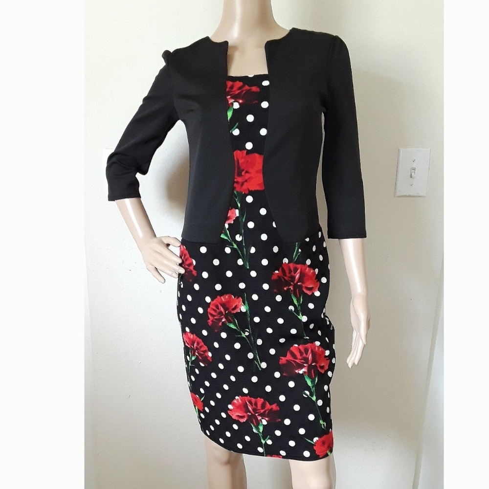 CFC Black/ White/ Red Polka Dot Carnation Dress